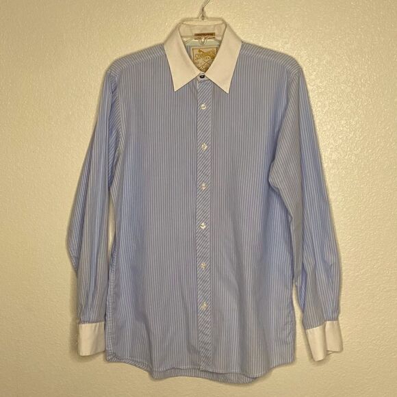 Sovereign Code Men’s Striped Light Blue Dress Shirt Size S - Picture 1 of 3